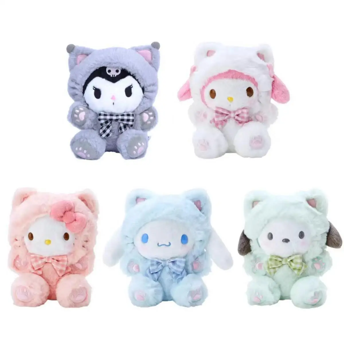 Sanrio Meatball Series Plush Toys Cute Cinnamoroll Plushie Kawaii Hello Kitty Doll Kuromi Stuff Toys Room Decor Birthday Gift