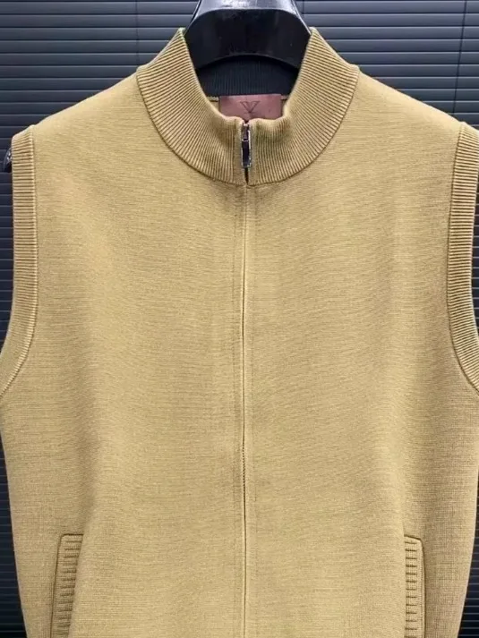 

Fall New Men's Knitted Stand Collar Vest High Quali Faionable Luxury Cool Sle Stand Fit Busin Casual Zipper Closure
