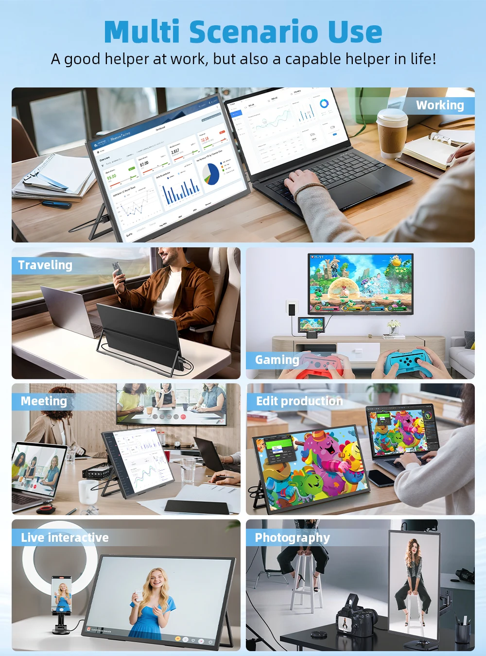 UPERFECT 18.4 polegadas 4K QLED Monitor portátil para jogos Exibição de computador Ultra-fino Estender tela para PS5/4 Switch Laptop PC Mac Xbox