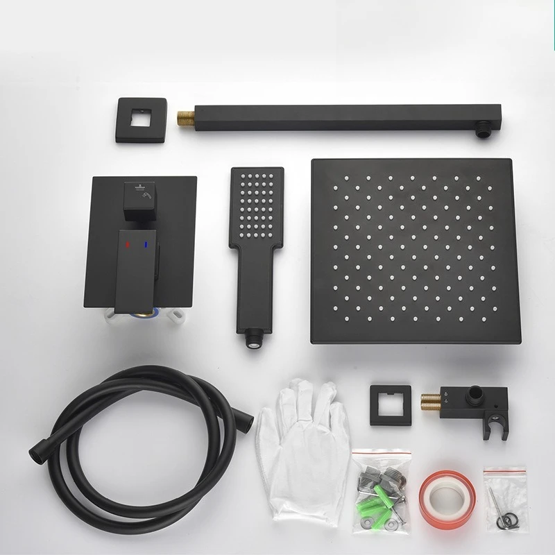 Air injection concealed shower set all-copper square shower Jiangmen Kaiping water mouth shower