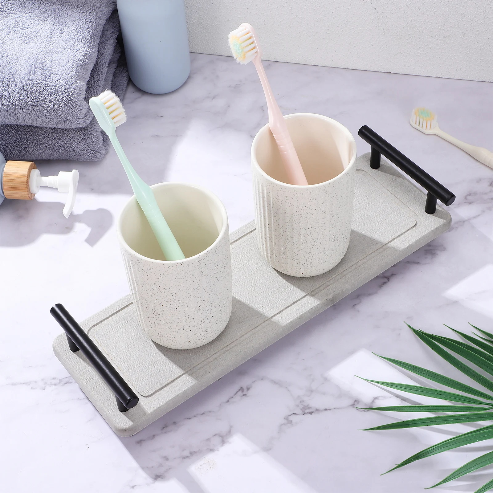 

Stone Drying Bathroom Decor Vanity For Bathroom Counter Small Space-Saving Lightweight Tray Organizer Perfume Storage