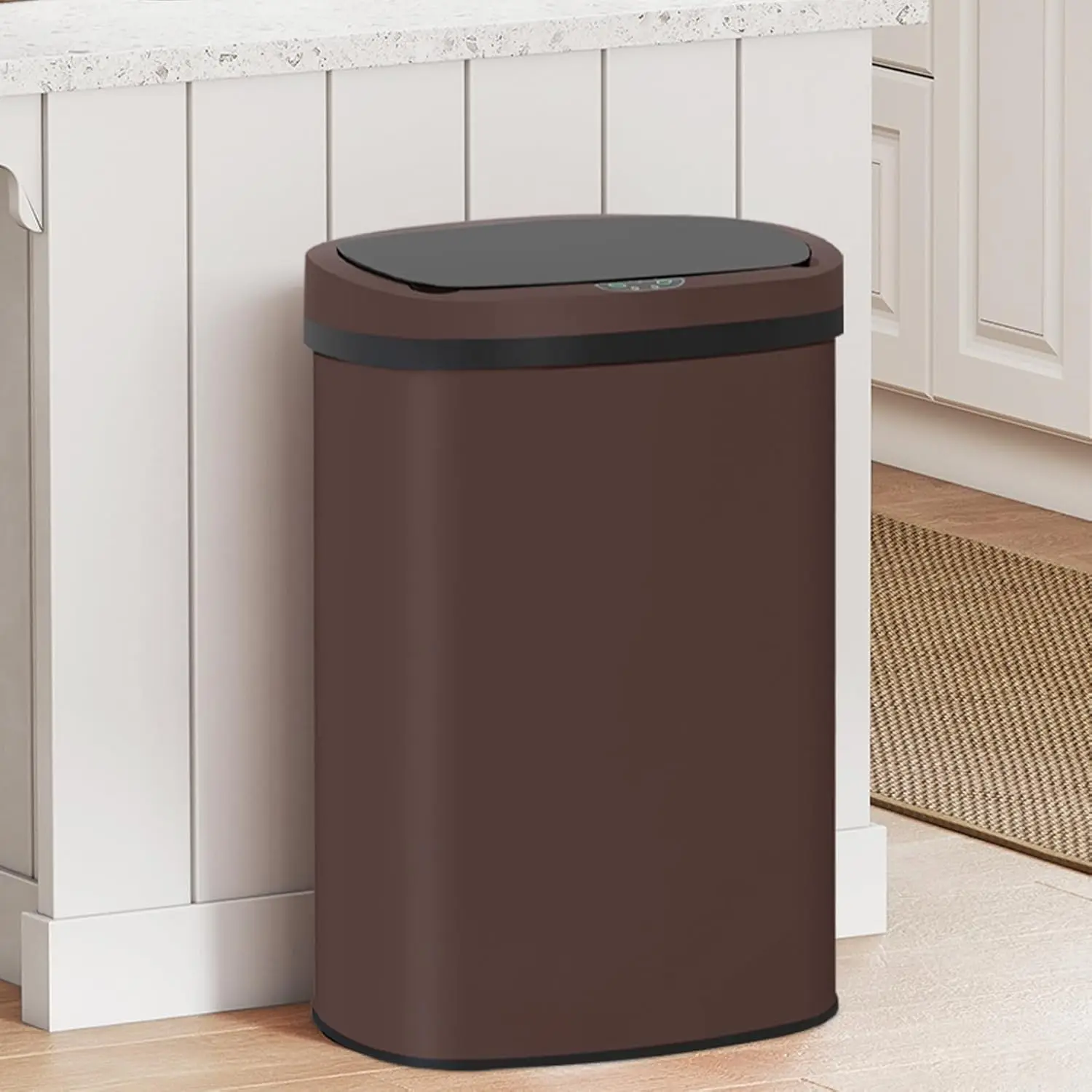 

13-Gallon Kitchen Trash Can, 50L Stainless Steel Garbage Can, Tall Automatic Trash Bin Touchfree Motion Sensor Garbage Bin, Meta