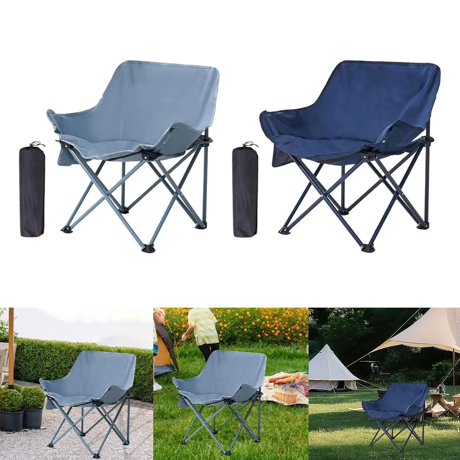 Portable Camping Chair Outdoor Foldable Chair Side Pouch Non Slip Backpacking