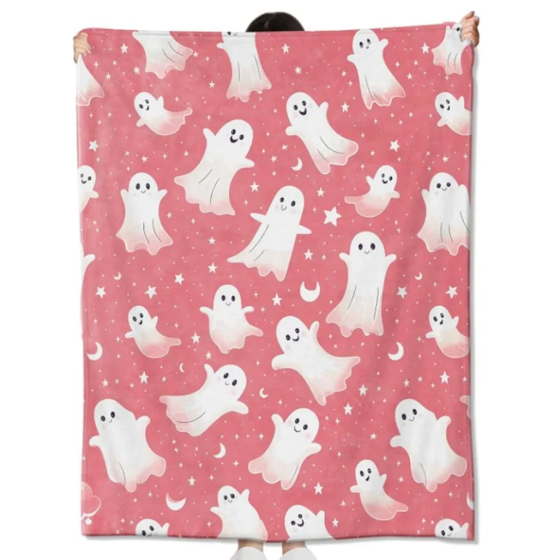 

Розовое одеяло «Призрак», подарок для детей, девочек и женщин, подходит для гостиной, дивана-кровати, украшения на Хэллоуин