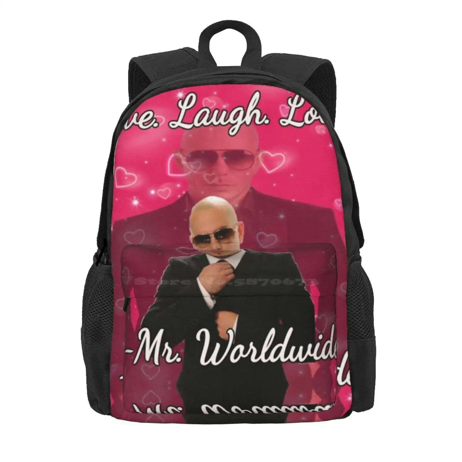 Mr Worldwide Live. Laugh. Love. Hot Sale Schoolbag Backpack Fashion Bags Mr Worldwide I Brake For Funny Bumper Pitbulls