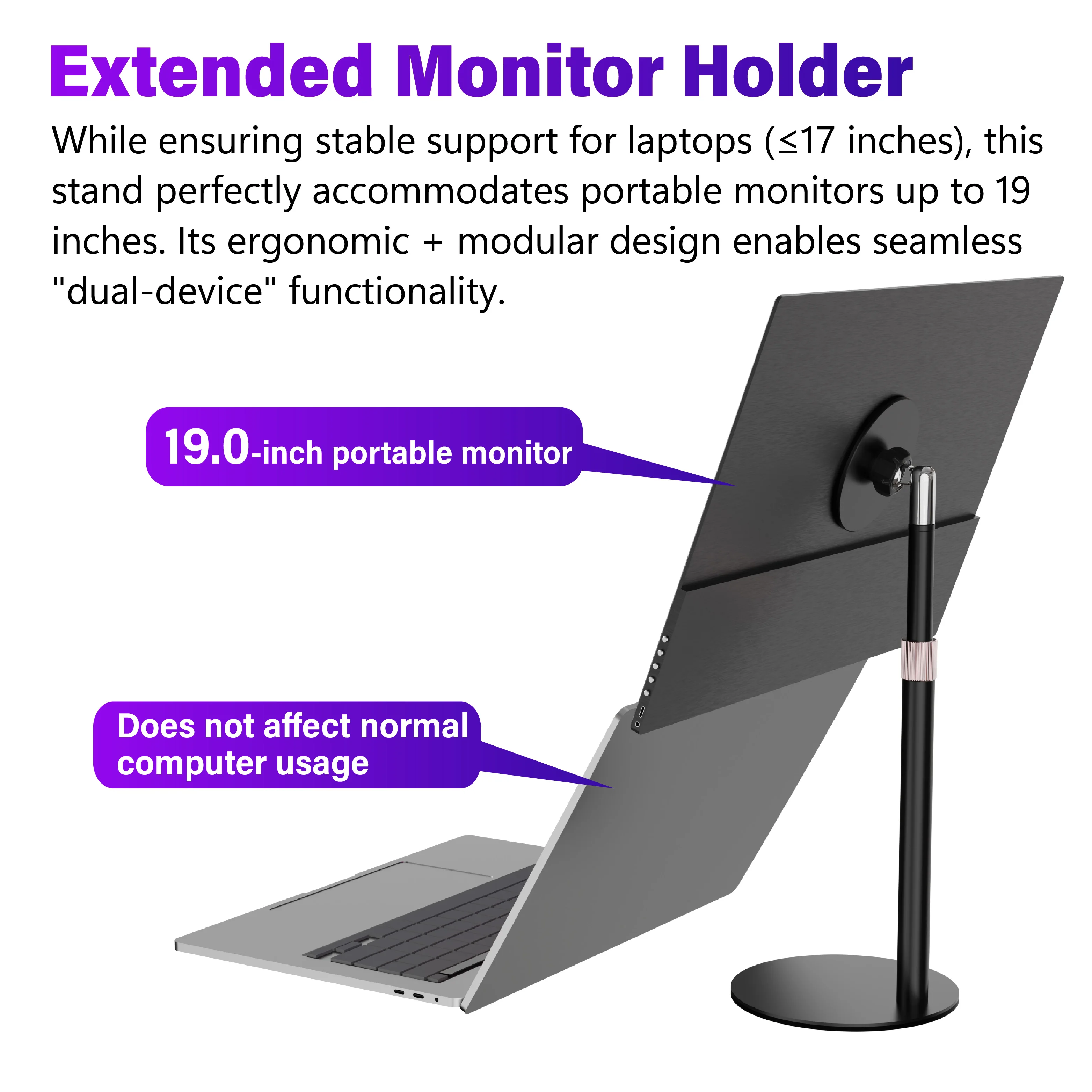

Kimdoole Portable Monitor Height Adjustable Retractable Desktop Magnetic Stand for tablet Office And Home Computer Accessories