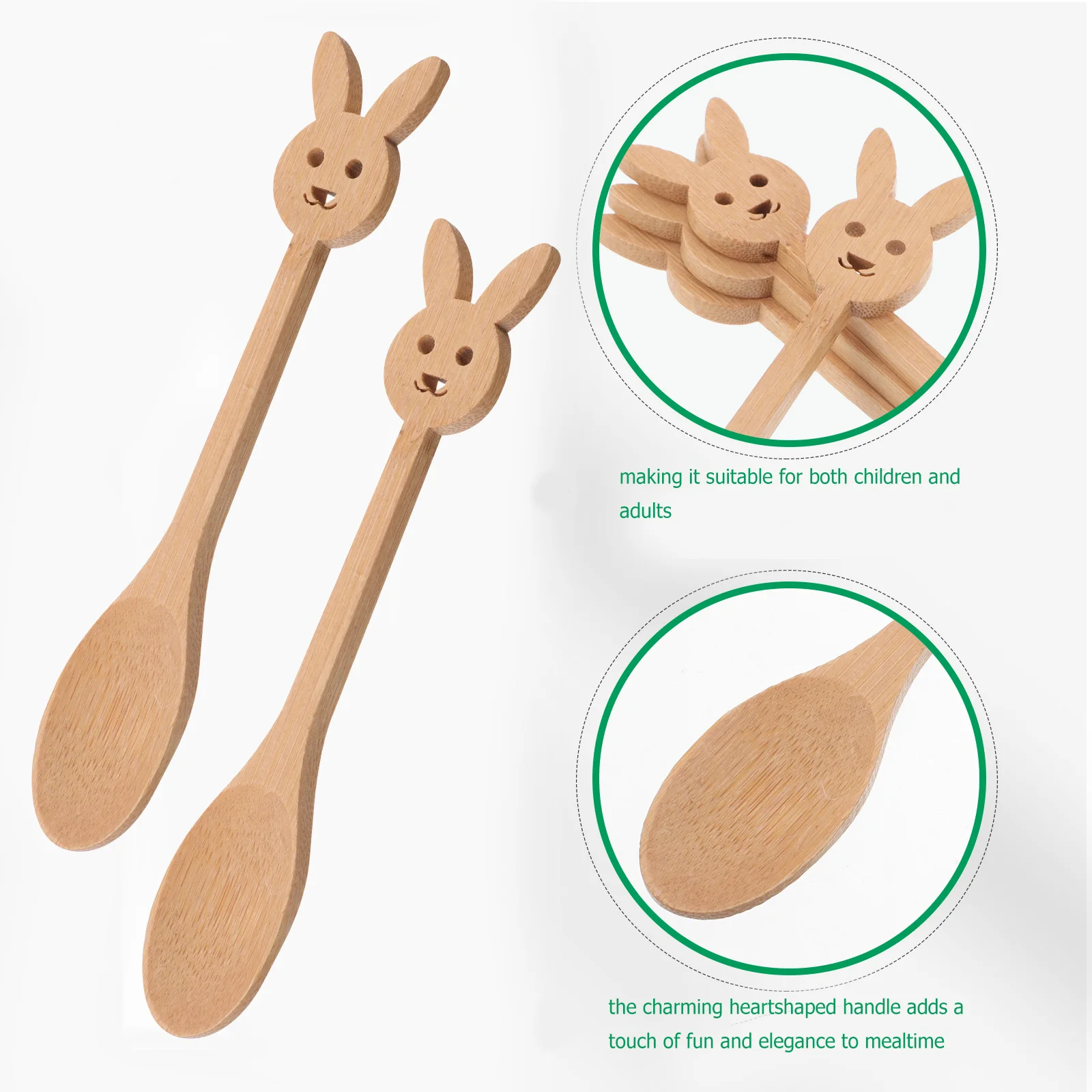 6 قطع من ملاعق الخيزران ذات لمسة نهائية ناعمة لشوربة قهوة الآيس كريم، سهلة التنظيف، اختيار صحي، ملاعق من الخيزران الصغيرة