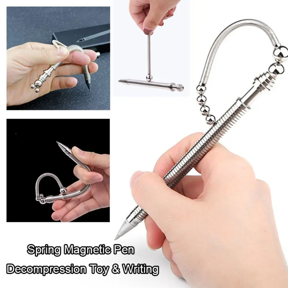 Metal Decompression  Magnetic Pen Writing Tools Gel Pen Fidget Pen Think Ink Pen Decompression Spring Pen Spinner