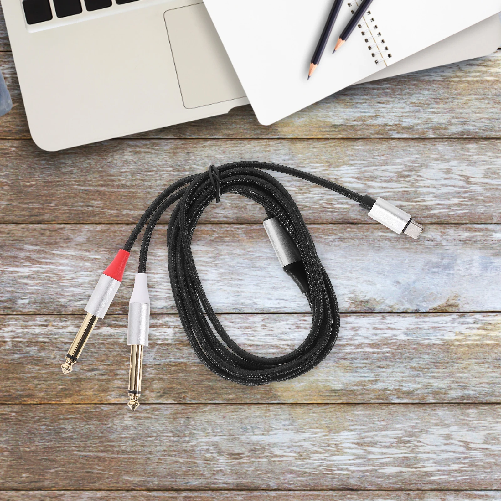 

Dual 6.35mm Type C to 6.5 Audio Cable 1M Smartphone Tablet Laptop Amplifier Speaker Mixer Recording Equipment Converter