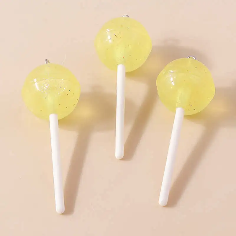 Leslie 10 Stück Harz 3D Süße Bonbon-Lollipop-Anhänger für Ohrringe Halsketten Kawaii Lollipop-Anhänger Handgemachtes Schmuckzubehör – Detail 12