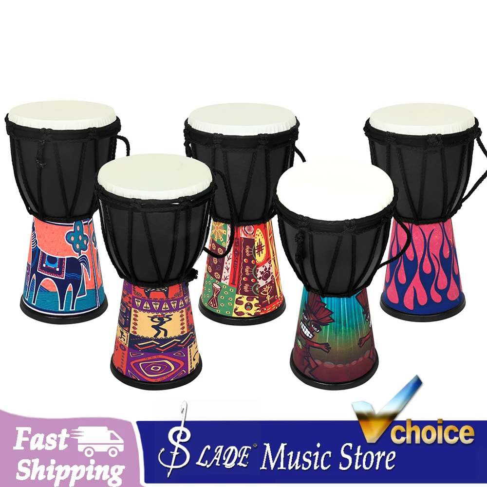 African Drum 4 Inch Handmade Traditional African Hand Drum Colorful Djembe Drum for Children Study Percussion Instrument Access