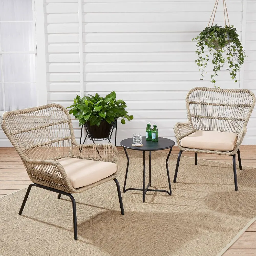 

Outdoor Patio Furniture 3 Piece Wicker Chat Set