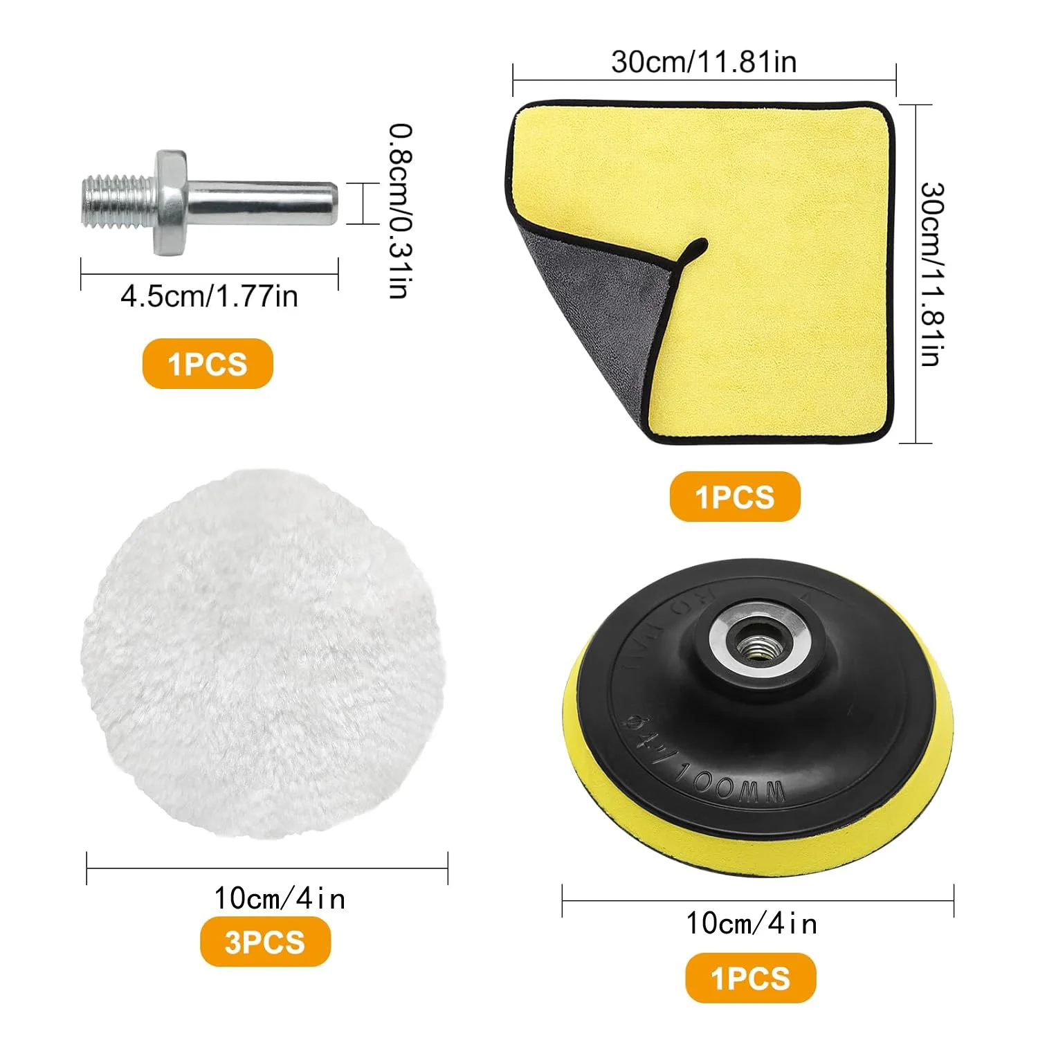 4 Inch Car Buffer Polisher Pads with Wool Buffing Pad 6 Pcs Drill Attachment Polishing Buffing Pads Car Wipe for Car Polishing