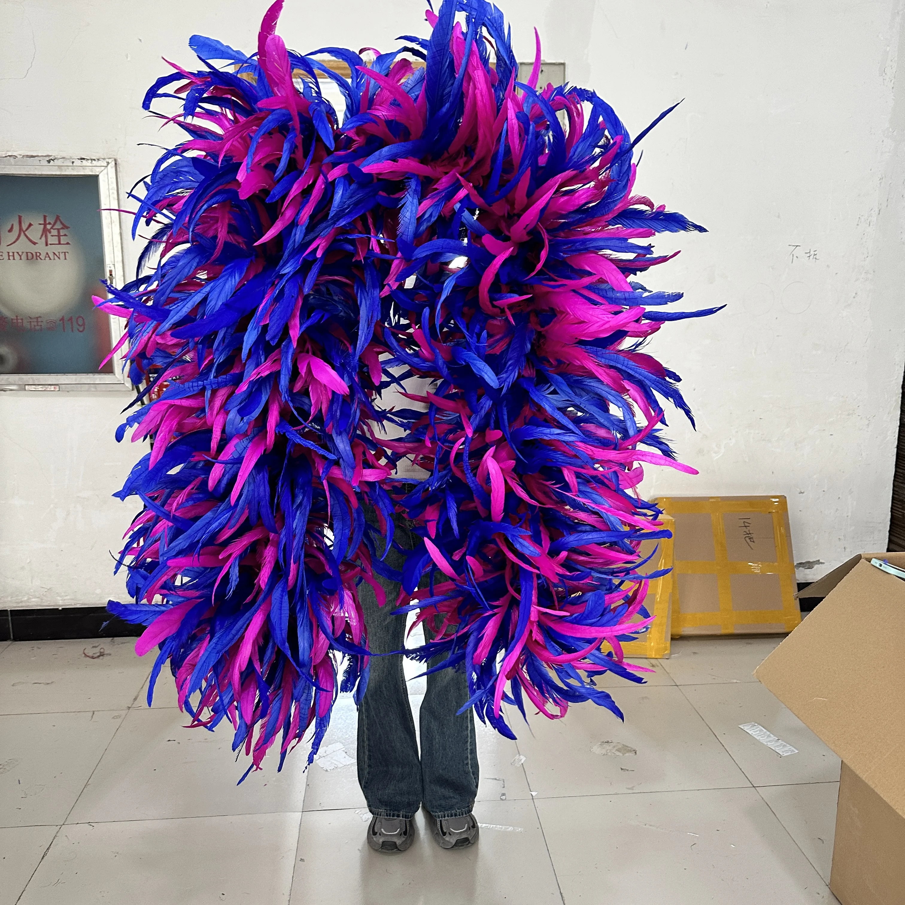 

Multicolored Rooster Chicken Feather Boa for Wedding Carnival Dance Party Dress Shawl Decoration Stage Show Costume Accessories