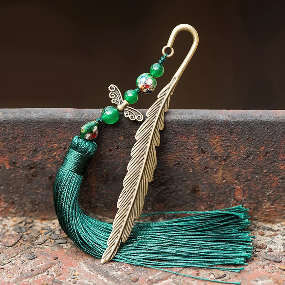 

1Pcs Tassel Bookmark Chinese Style Elegant Page Marker Portable Green Creative Bookmark for Readers Students Writers Gift