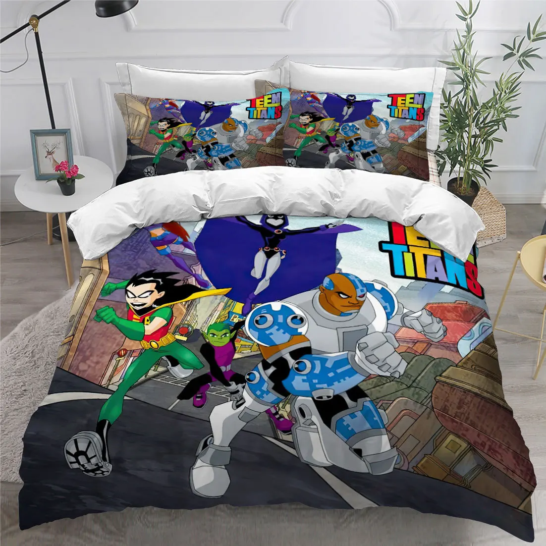 

Teen Titans Go Bedding Set Single Twin Full Queen King Size Anime Bed Set Aldult Kid Bedroom Duvet cover Sets 3D Print Anime