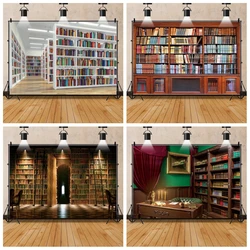 Laeacco Bookshelf Library Books Corridor Room Interior Photophone Photo Background Photography Backdrop For Photo Studio