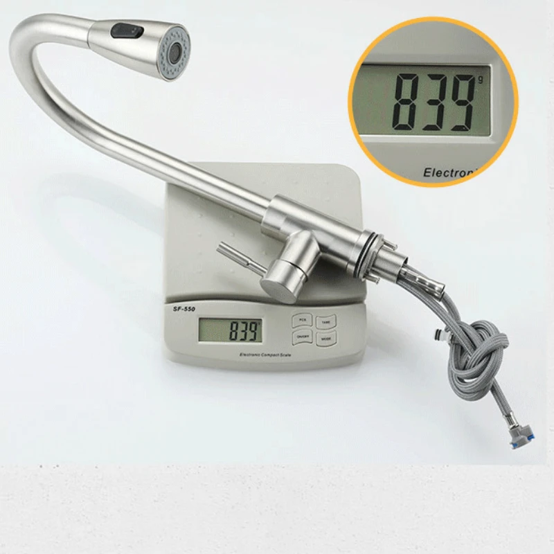 Brushed Gold Kitchen Faucet Pull-Out Sprayer 360 ° Rotation Single Handle Mixer Gold Pull-Out Kitchen Tap