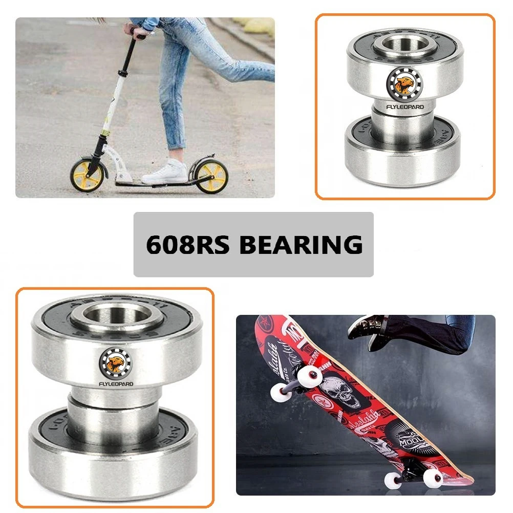 8pcs 608 2RS Bearing with Spacer ABEC-7 8X22X7 Longboard Skateboard Ball Bearings