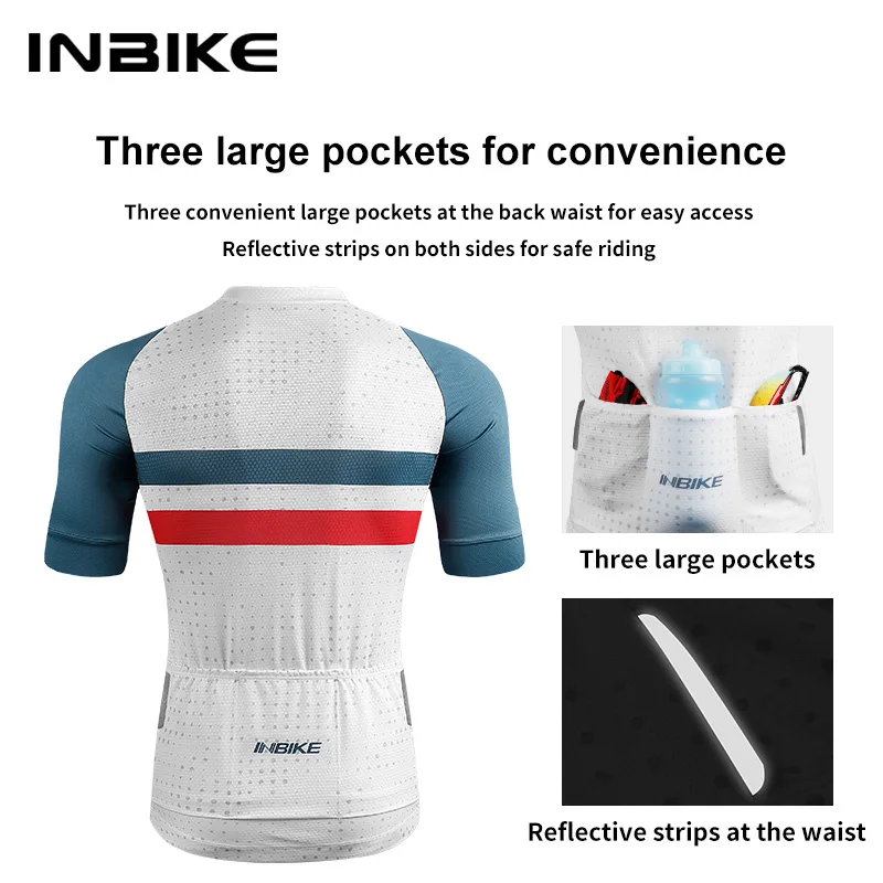 INBIKE MTB Cycling Jersey Man Summer Bicycle Tops Short Sleevd Reflective Men\'s Jersey Soft Road Bike Clothing Shirts for Riding