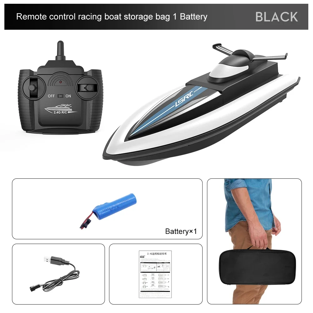 

2.4G LSRC-B8 RC High Speed Racing Boat Waterproof Rechargeable Model Electric Radio Remote Control Speedboat Gifts Toys for boys