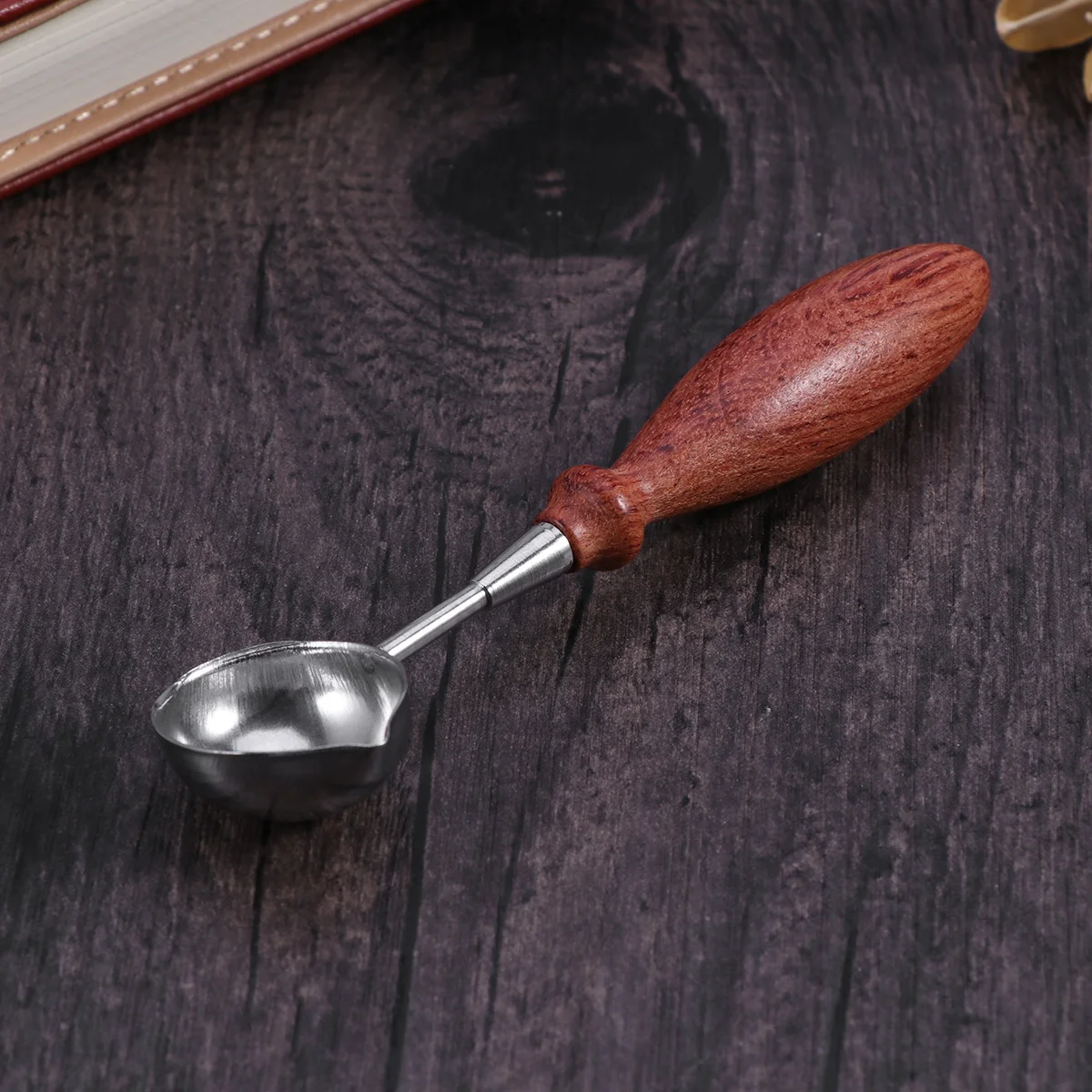 

Seal Spoon Stainless Steel Sealing Spoon 12X2.8Cm Wood Handle For Melting Pouring Wax Sealing Wax Tools Accessory