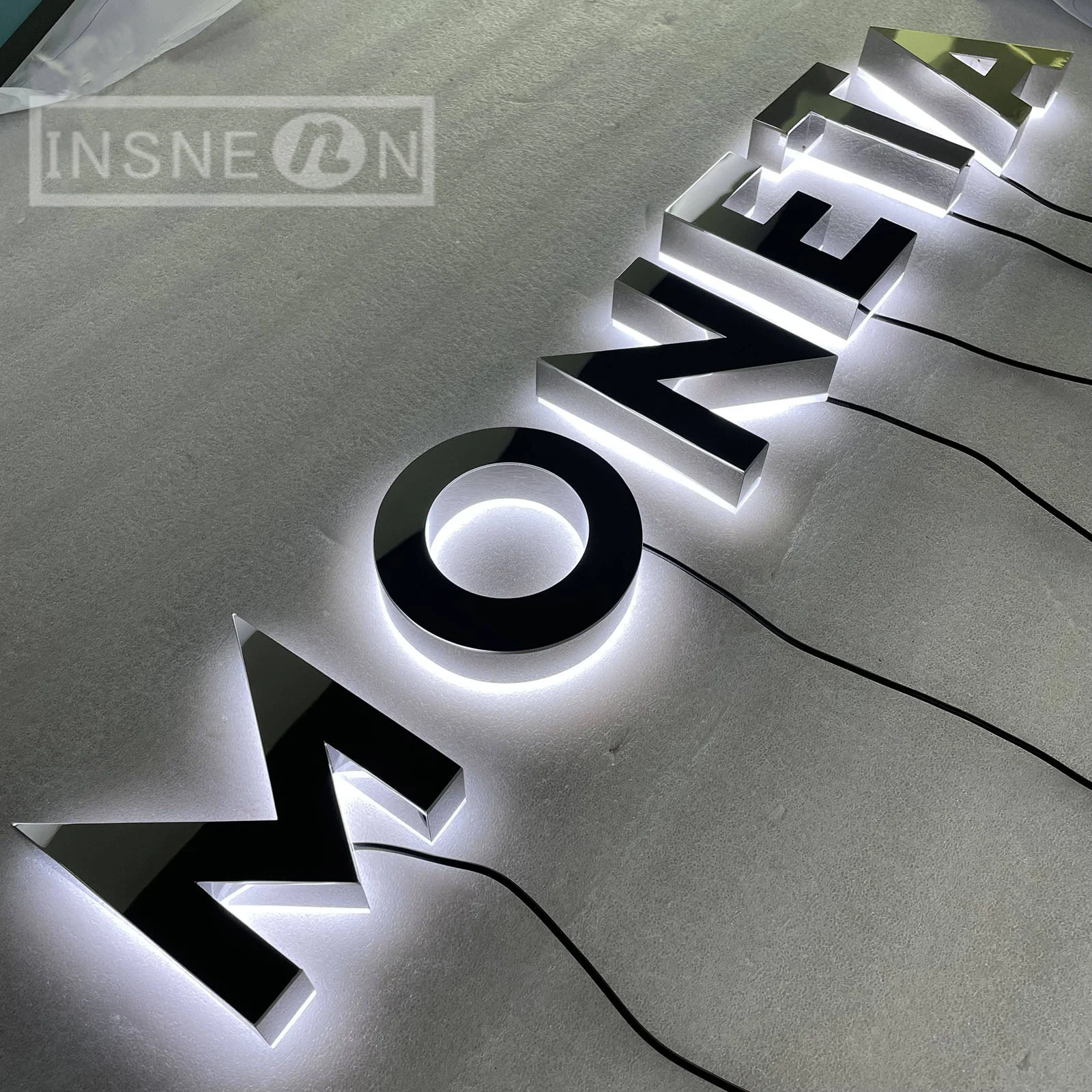 LED Back Lighting for Indoor and Outdoor Advertising Shop Sign, Mini 3D Metal Luminous Word, Waterproof LED Light, Bright Night