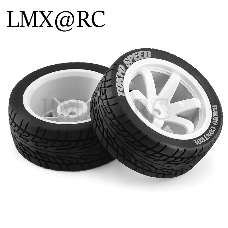 4 pièces 68mm pneu en caoutchouc roue 12mm hexagone pour Tamiya TT01 TT01E TT02 TT02B TA06 XV01 XV02 PTG-2 1/10 RC voiture de course pièces de mise à niveau