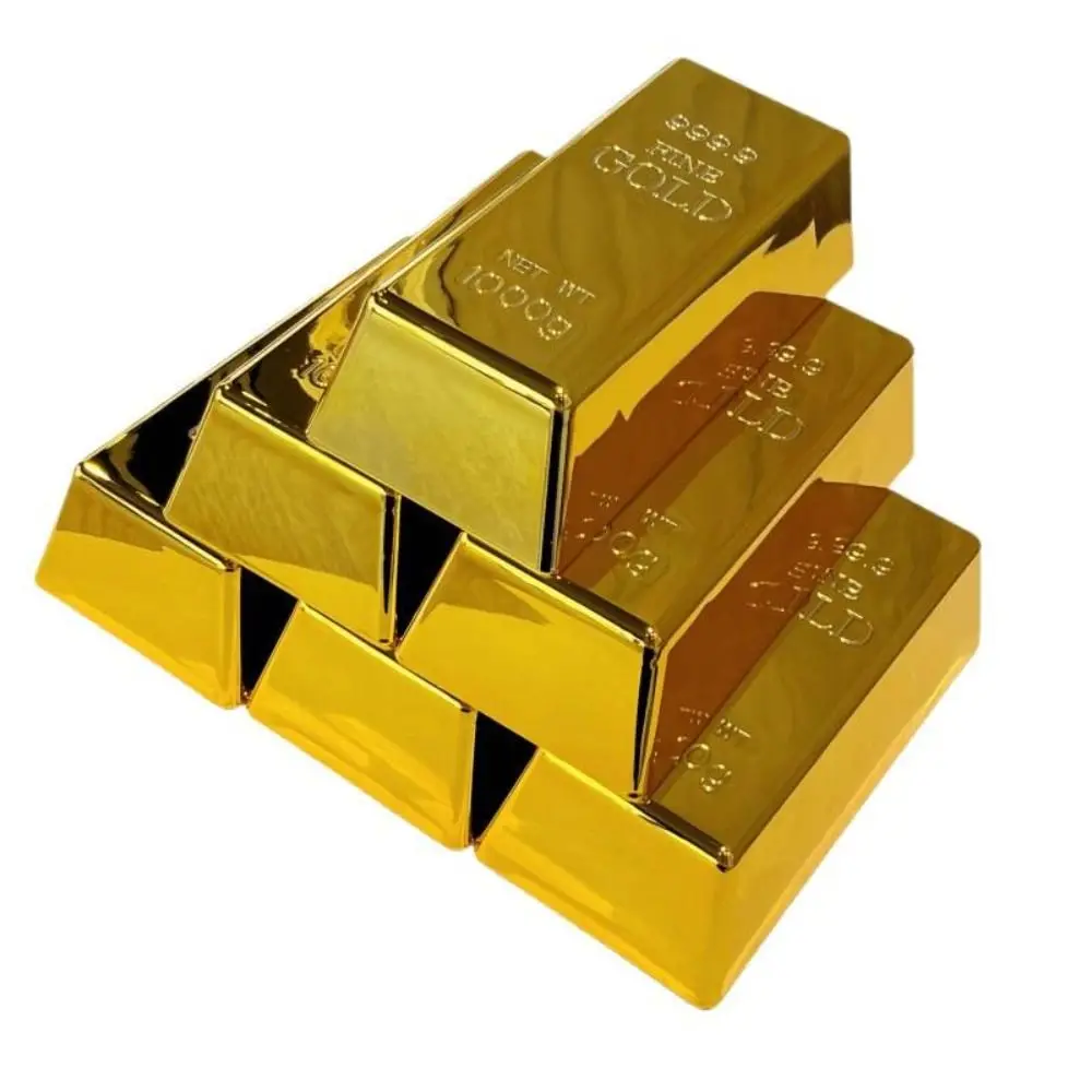 

Office Accessory Simulation Fake Gold Bar Paperweight Glittering Golden Brick Plastic Movie Prop Gold Bar Piggy Bank Home Decor