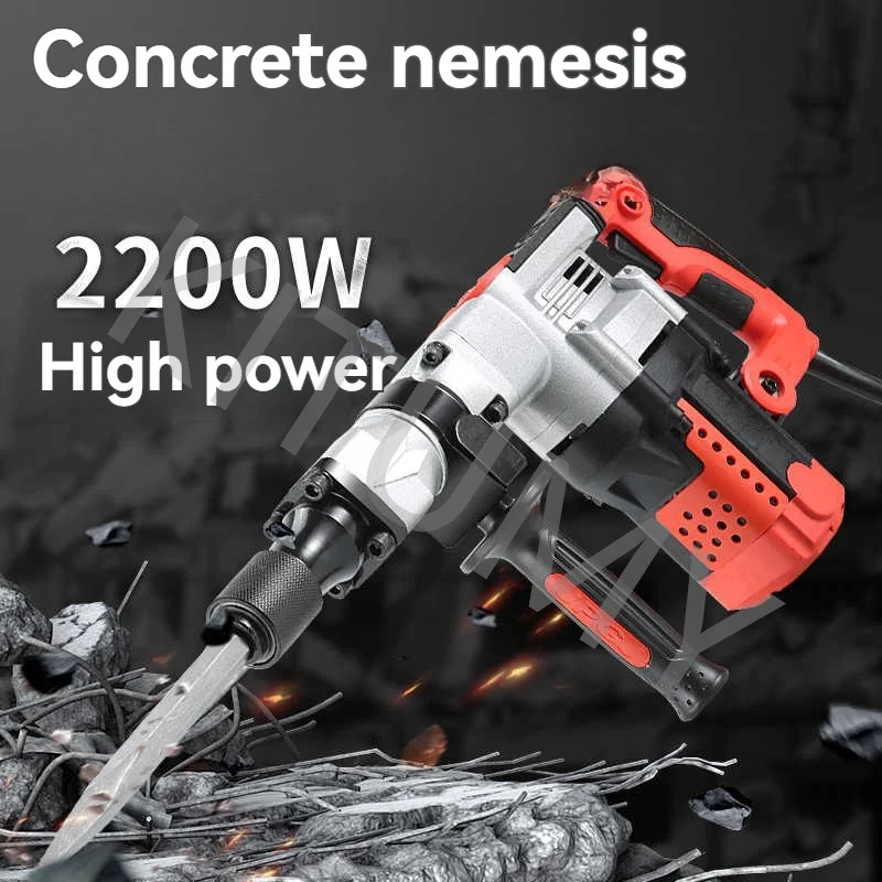 220V Electric Hammer Heavy Duty Single Use Light Electric Pick Wall Demolition Water Electricity Installation Concrete Grooving