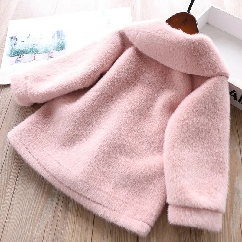 3 4 6 8 10 Years Girls Jacket Autumn Winter Warm Faux Fur Coat For Girls Christmas Princess Outwear Cute Plush Children Clothing