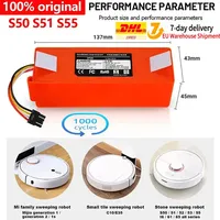 Genuine 14.8V 12800mAh Robotic Vacuum Cleaner Replacement Battery For Xiaomi 1S 2S Roborock S55 S60 S65 S50 S5 MAX S6 Parts