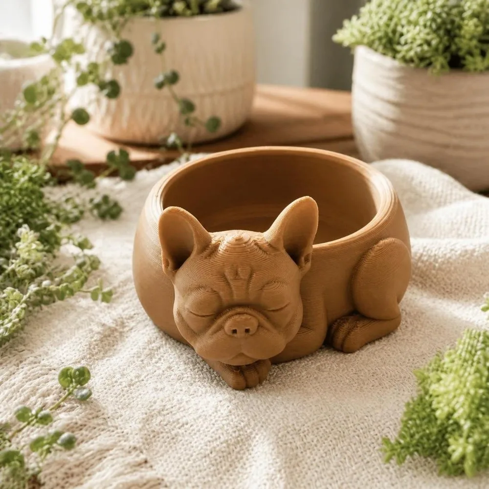 Unique Gift 3D Printed Succulent Flower Pot Funny Ornaments Dog Shaped Flowerpot Creative Desktop Decor Puppy Statue Garden