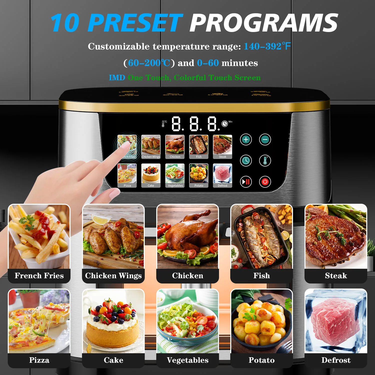 Intelligent Stainless Steel Visual  8L 10L 12L Consumer Reports Best Hot Rack Without Oil As Seen As Air Fryer Without Oil