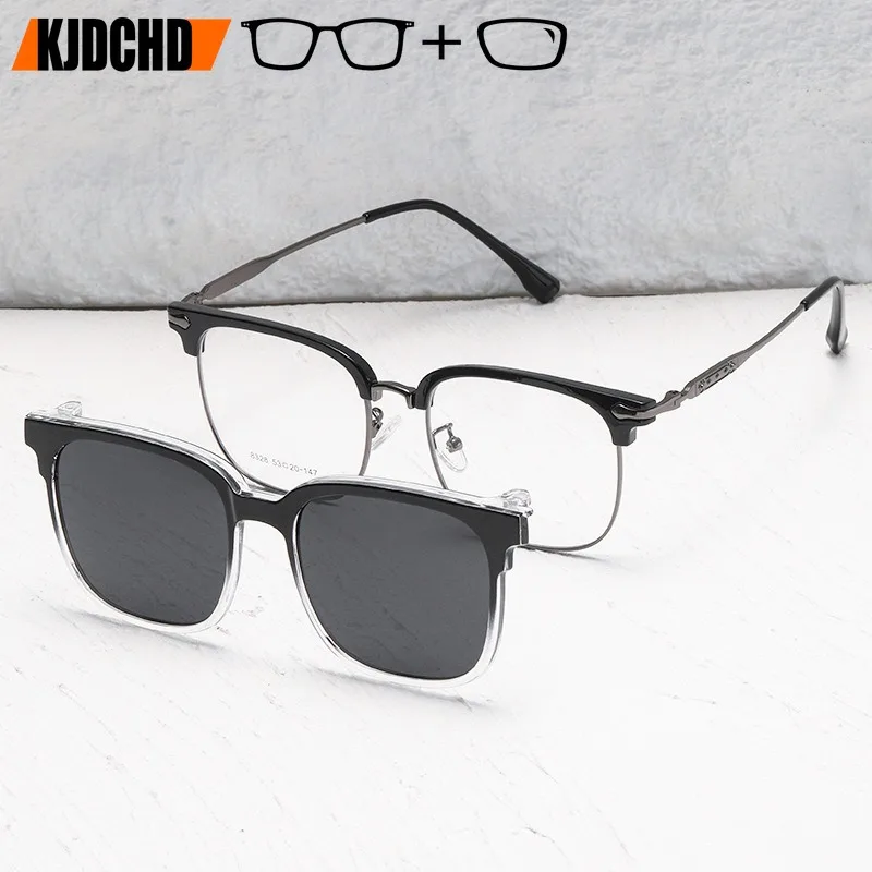 

Новые модные поляризационные солнцезащитные очки с магнитным зажимом, очки по рецепту для мужчин и женщин, оптические прогрессивные очки для чтения при близорукости