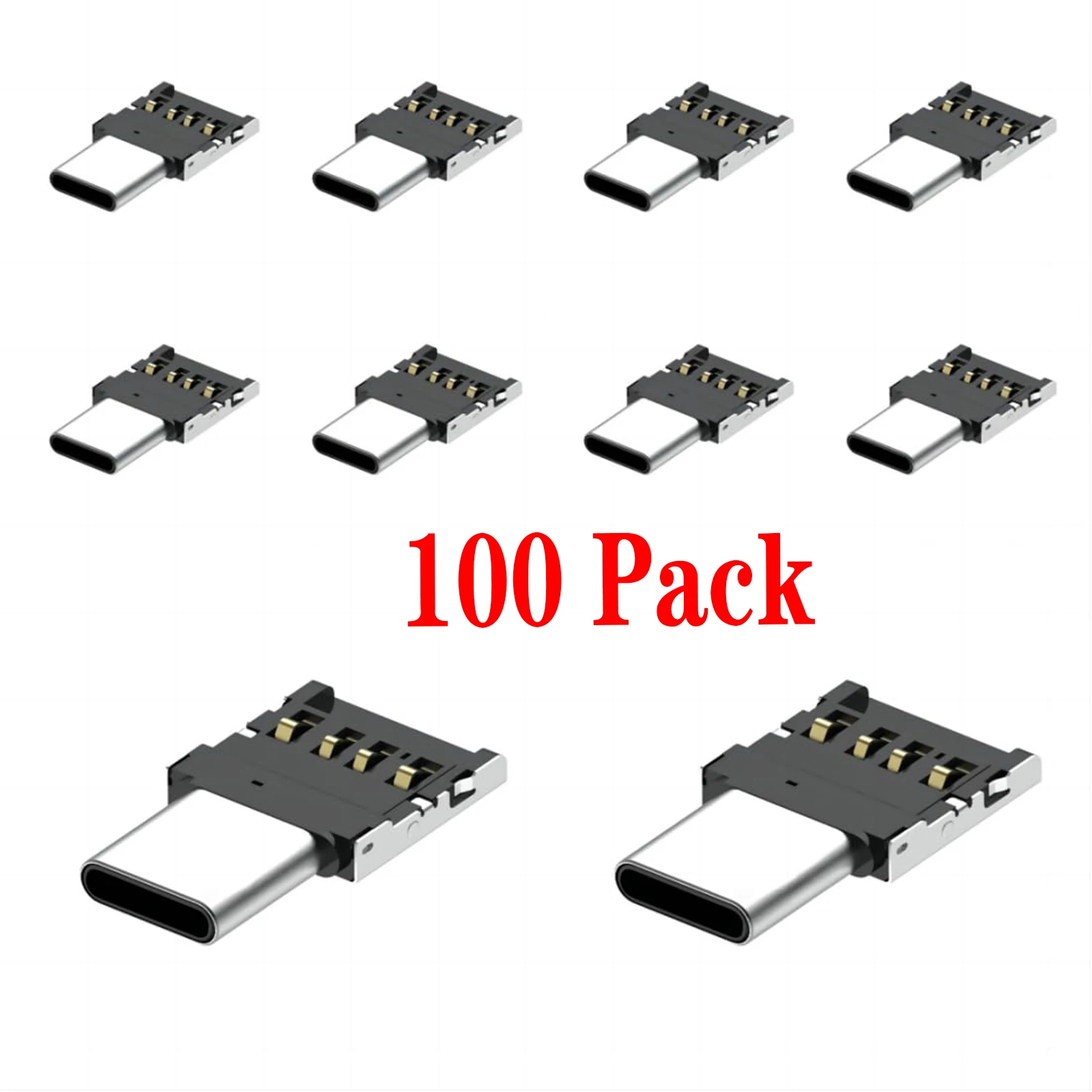 100 Pack Type C /Micro USB OTG Adapter Micro USB Male to USB 2.0 Female Ultra Mini Size Connector Adapter