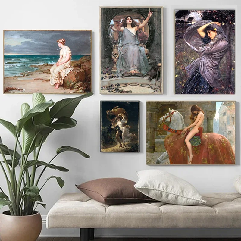 1pc frameless  Boreas by John William Waterhouse Woman Circe Invidiosa Poster Print Wall Art Canvas Painting Pictures Living Roo