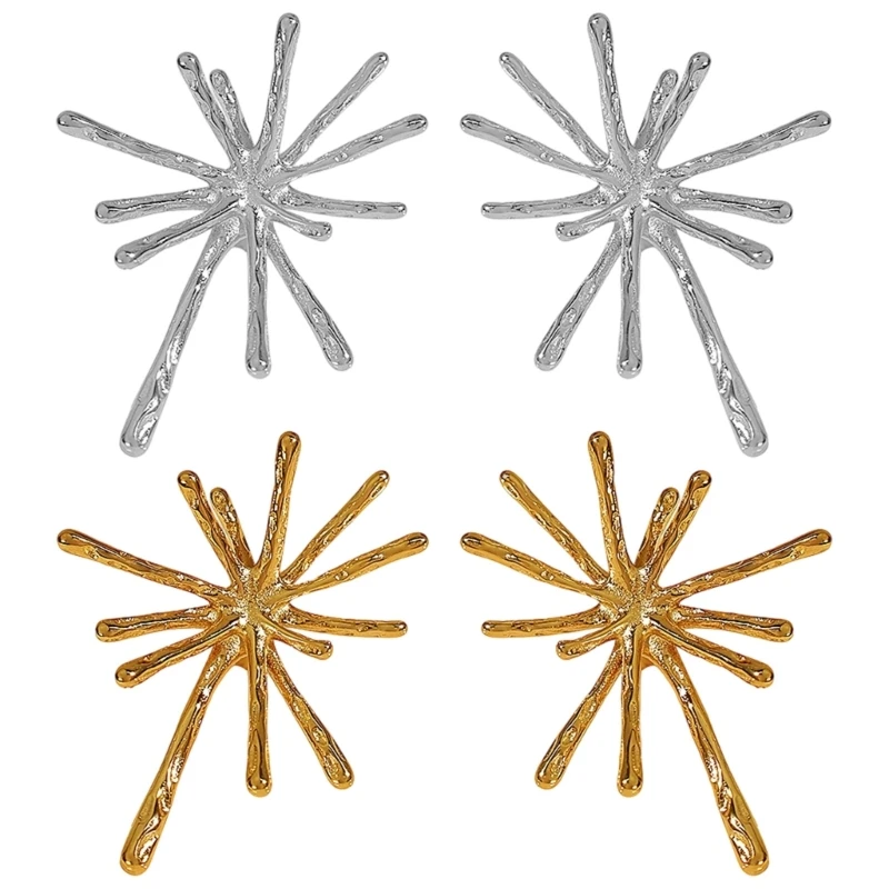 HX6F Sparkling Pyrotechnics Design Sturdy Stainless Steel Earrings For Party Evening Event And Casual Outfits
