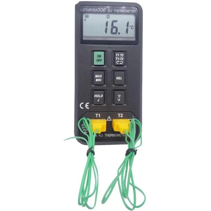 Thermometer TES-1306 Dual Channel Digital KJ Type Thermocouple Thermometer Contact Thermometer
