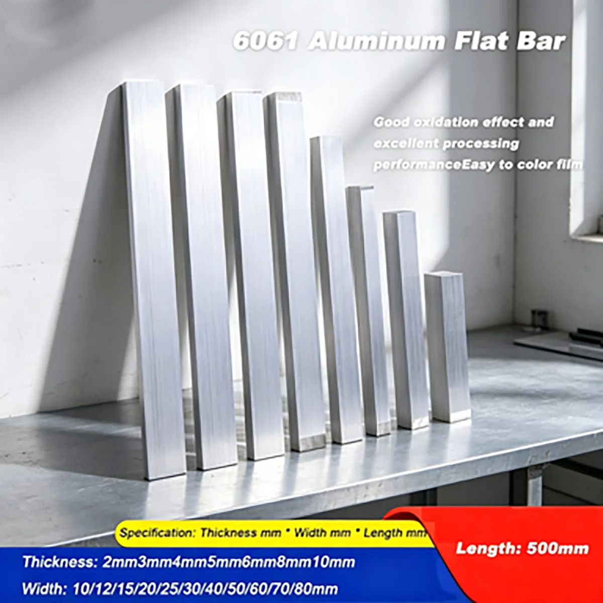 Custom Processed 6061 Aluminum Strip, Solid Aluminum Alloy Flat Bar for Machining and Fabrication