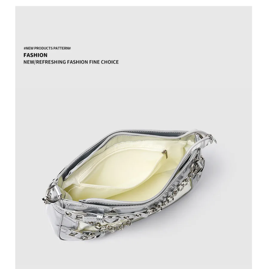 New Y2K Subculture Spicy Girl Single Shoulder Small Appetite Pain Bag Purple Chain Handheld Underarm Bag Premium