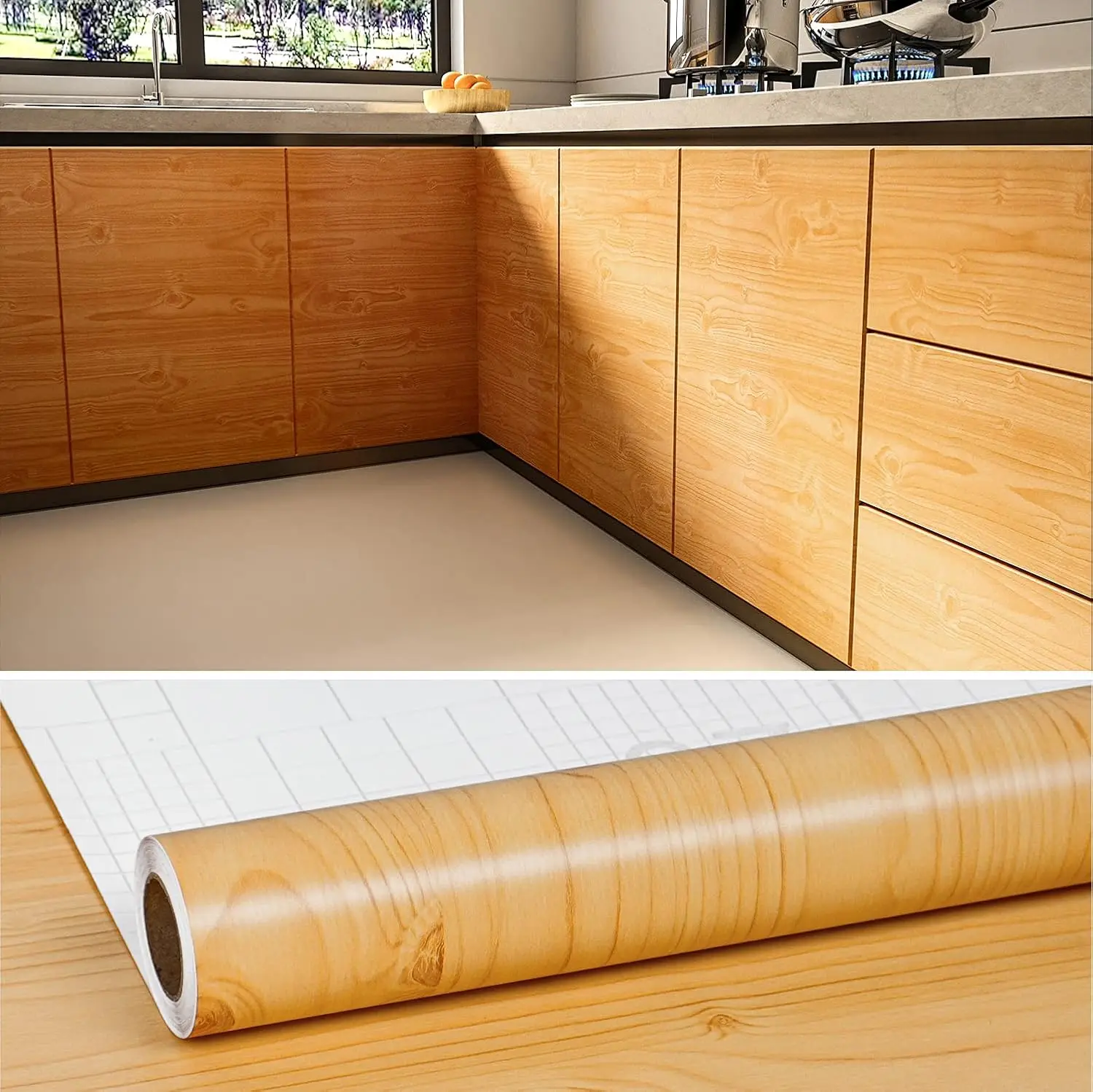 

Wood Grain Contact Paper Waterproof Removable Wallpaper Wood Texture Wall Covering Self Adhesive Pvc Film for Countertop Cabinet