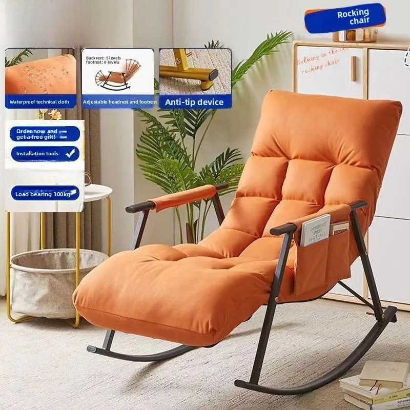 Portable Rocking Recliner Lounge Chair Relaxing Armchair Cozy Lazy Sofa Nap Living Room Bedroom Balcony Patio Zero Gravity Chair