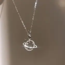 JOOn-Collier en argent regardé 925 pour femme, clavicule de cou, planète, étoile, Zcompresses sur pendentif, cadeau de bijoux JOGirl