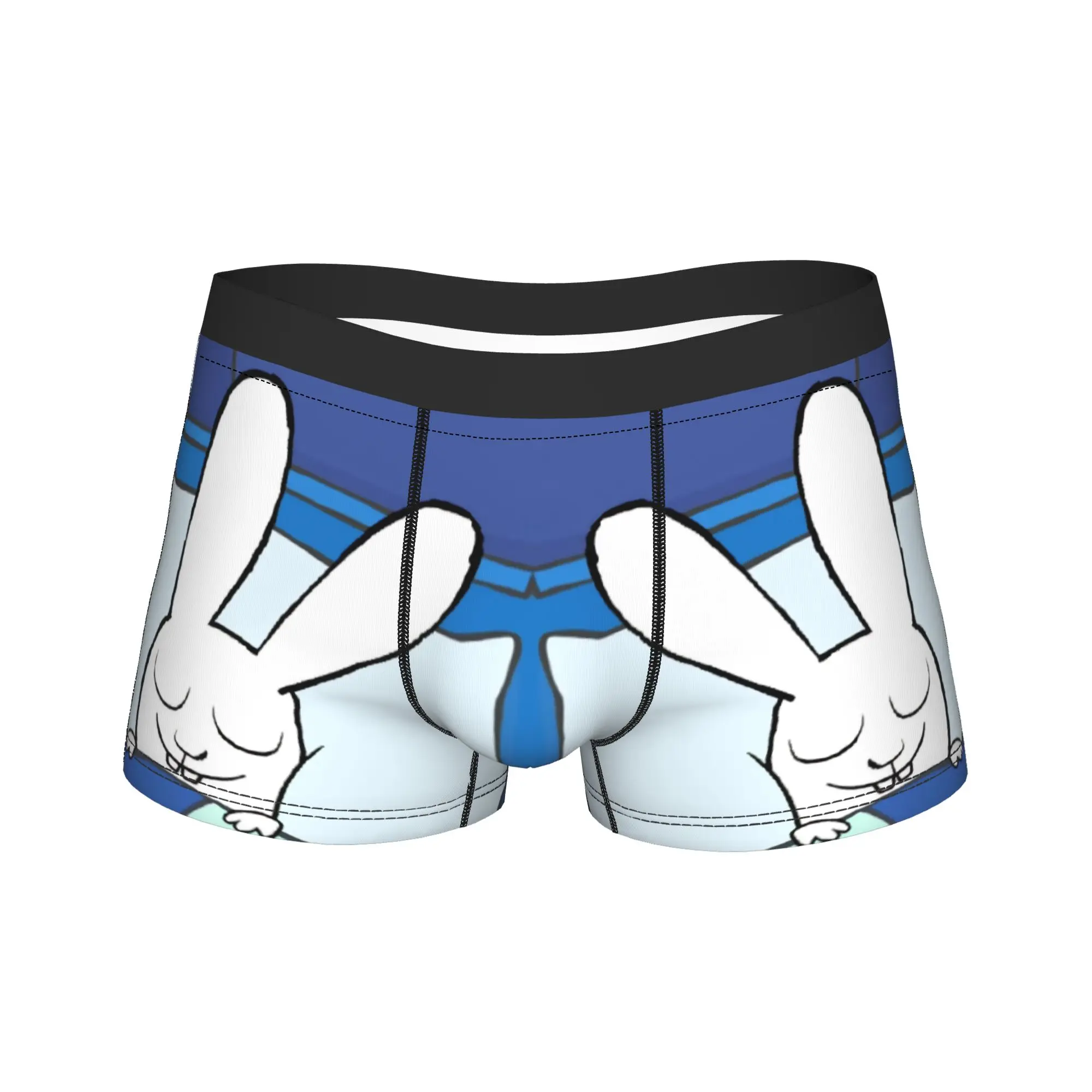Simons Rabbit Men's Underwear French Cartoon Boxer Briefs Shorts Panties Funny Polyester Underpants for Male S-XXL