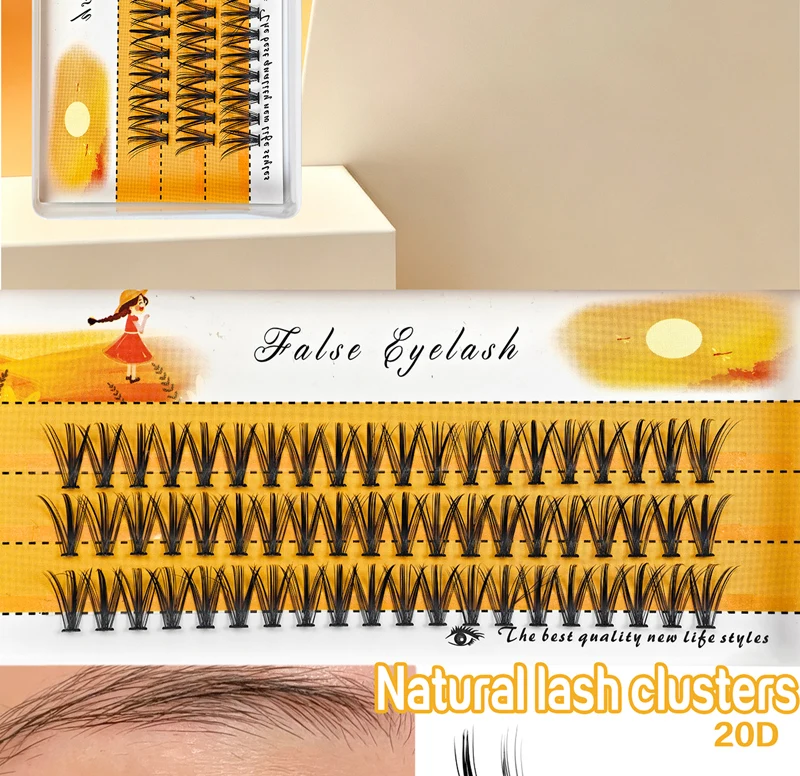 20D/30D Nerz-Wimpern 1 Box /60 Bündel Natürliche Wimpernverlängerung 3D Russische Einzelwimpern-Cluster Make-up-Tools Augen-Make-up Schwarz – Detail 2