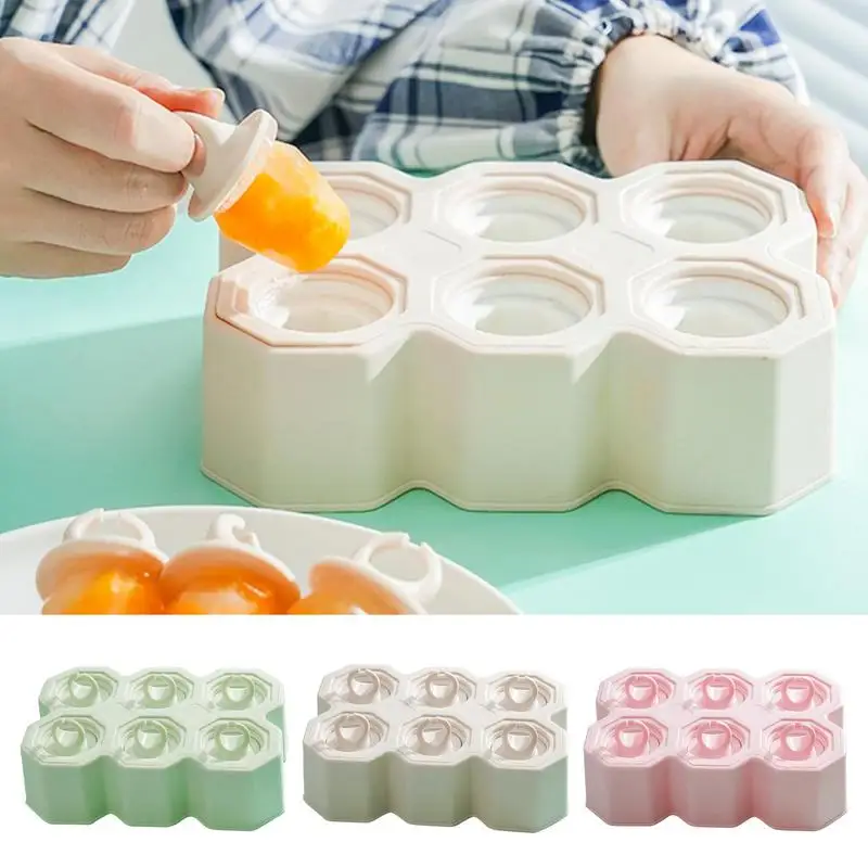 Ice Popsicle Molds Reusable Freezer Pop Molds Ice Pop Maker With Easy Release 6 Grid Popsicles Molds For Freezer Popsicles Ice