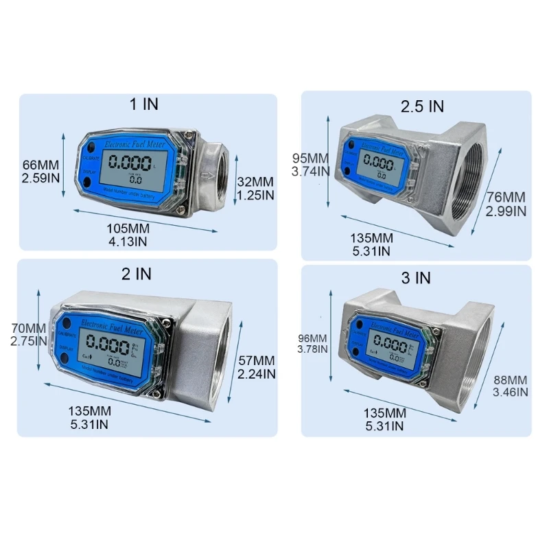 Digital Liquid Flow Sensor Meter 1in/2in/2.5in/3in Turbine-Water Fuel Flow Meter