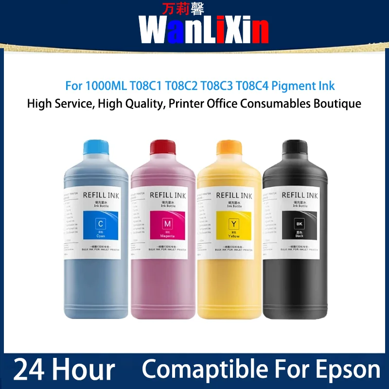 

Чернила пигментные 1000 мл T08C1 T08C2 T08C3 T08C4, совместимые с принтерами Epson WorkForce AM-C5000a C6000a AM-C4000a, Gaga ink