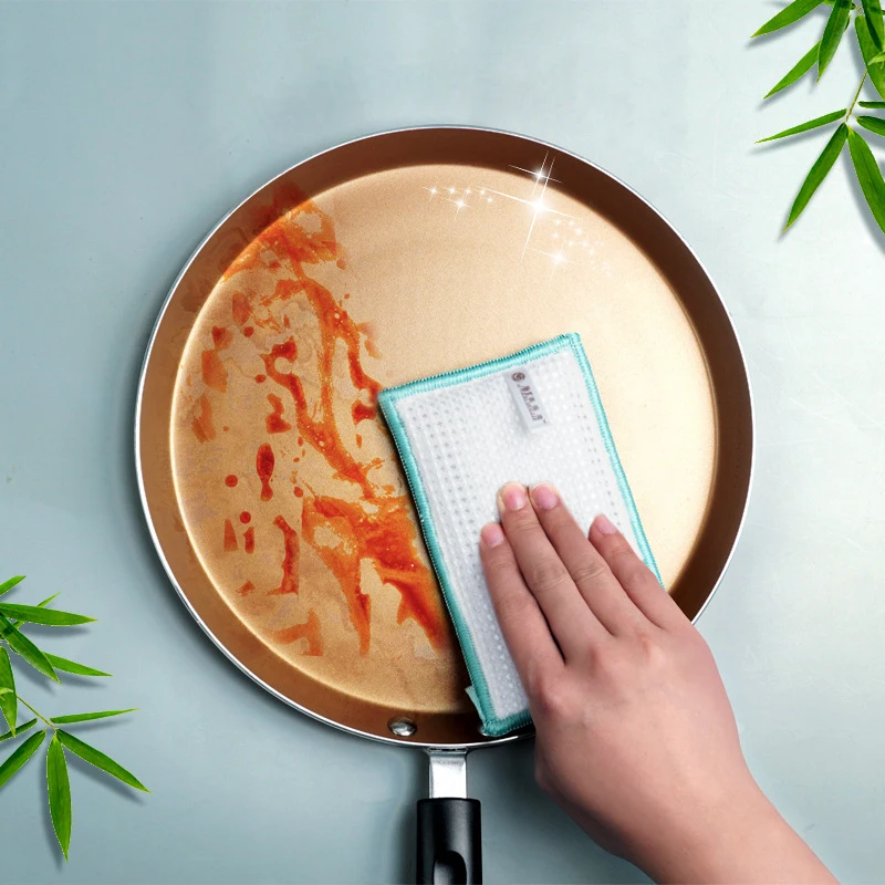 

1/3PCS Bamboo Fiber Sponge Dishwashing Rag Scouring Pad Reusable Oil-free Double-sided Household Brush Cleaning Tool Kitchen